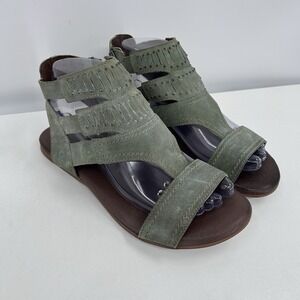 Roan Bed Stu Womens Charla Leather Studded Gladiator Sandals Size 7 Green Boho